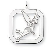 Sterling Silver Tinker Bell Two Layer Square Charm