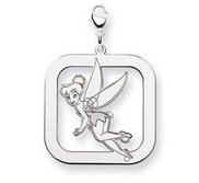 Sterling Silver Tinker Bell Lobster Clasp Square Charm