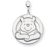 Sterling Silver Disney Winnie the Pooh Large Two Layer Round Charm