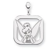 Sterling Silver Tinker Bell Lobster Clasp Square Charm