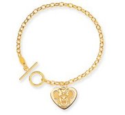 14K Yellow Gold Disney 7 5inch Minnie Mouse Heart Charm Bracelet