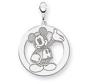 Sterling Silver Disney Waving Mickey Mouse Lobster Clasp Charm