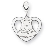 Sterling Silver Disney Winnie the Pooh Lobster Clasp Med  Heart Charm