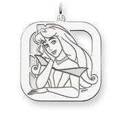 Sterling Silver Princess Aurora Square Charm