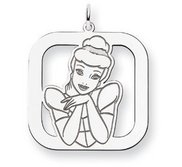 Sterling Silver Cinderella Square Charm