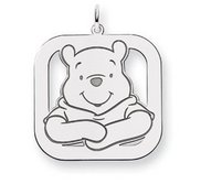 Sterling Silver Winnie the Pooh Large Square Charm