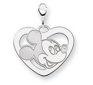 Sterling Silver Disney Mickey Mouse Heart Lobster Clasp Charm