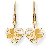 Disney Mickey Mouse Heart Dangle Shepherd Hook Earrings