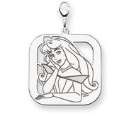 Sterling Silver Princess Aurora Lobster Clasp Square Charm