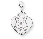 Sterling Silver Disney Winnie the Pooh Lobster Clasp Heart Charm