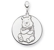 Sterling Silver Winnie the Pooh Large Lobster Clasp Two Layer Charm