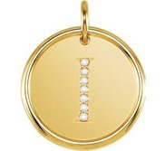 Letter  I  Posh Mommy Initial Roxy Pendant with Diamonds