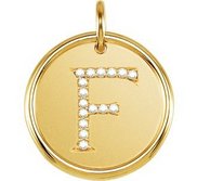 Letter  F  Posh Mommy Initial Roxy Pendant with Diamonds