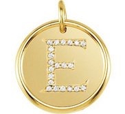 Letter  E  Posh Mommy Initial Roxy Pendant with Diamonds