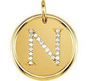 Letter  N  Posh Mommy Initial Roxy Pendant with Diamonds