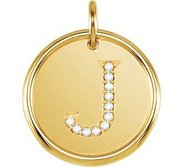 Letter  J  Posh Mommy Initial Roxy Pendant with Diamonds