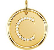 Letter  C  Posh Mommy Initial Roxy Pendant with Diamonds