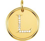 Letter  L  Posh Mommy Initial Roxy Pendant with Diamonds