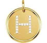 Letter  H  Posh Mommy Initial Roxy Pendant with Diamonds