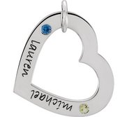 Posh Mommy  Two Birthstones Heart Pendant