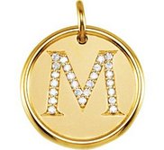 Letter  M  Posh Mommy Initial Roxy Pendant with Diamonds