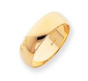 14k Yellow Gold 7mm Half Round LightWeight Wedding Band