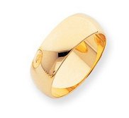 14k Yellow Gold 8mm Half Round LightWeight Wedding Band