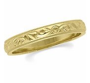 14k Yellow Gold 3mm Hand Engraved Fancy Wedding Band