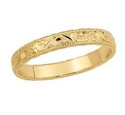 14k Yellow Gold 4mm Fancy Wedding Band