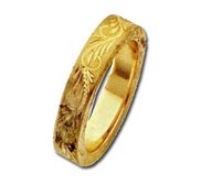 14k Yellow Gold 4mm Fancy Wedding Band