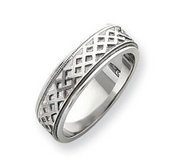 14k White Gold 6 75mm Fancy Wedding Band