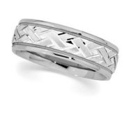 14k White Gold 7mm Design Etched Wedding Band