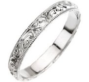 14k White Gold 4mm Fancy Wedding Band