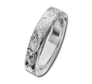 14k White Gold 4mm Fancy Wedding Band