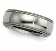 14k White Gold 8mm Double Milgrain Wedding Band