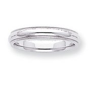 14k White Gold 4mm Milgrain Wedding Band