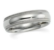 14k White Gold 6mm Double Milgrain Wedding Band