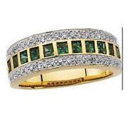 14KY RHODIUM BRIDAL GENUINE EMERALD DIAMOND ANNIVE