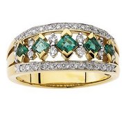 14KY RHODIUM BRIDAL GENUINE EMERALD DIAMOND ANNIVE