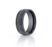 Black Ceramic  Seranite  Ridged Edge Comfort Fit 8mm Wedding Band