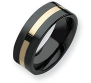 Ceramic Black with 14k Inlay 8mm Polished Band