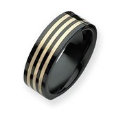 Ceramic Black with 14k Inlay 8mm Polished Band