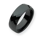 Ceramic Black Faceted 7 5mm Polished Band