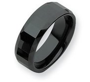 Ceramic Black Faceted 8mm Polished Band