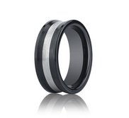 Black Ceramic  Seranite  Comfort Fit 8mm Wedding Band