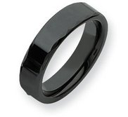 Ceramic Black Faceted Edge 6mm Polished Band