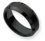 Ceramic Black 8mm Beveled Edge Brushed and Polished Band