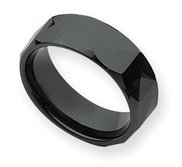 Ceramic Black Faceted 8mm Polished Band