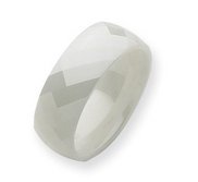 Ceramic White Faceted 8mm Polished Wedding Band