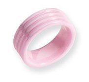 Ceramic Pink Grooved 8mm Polished Wedding Band